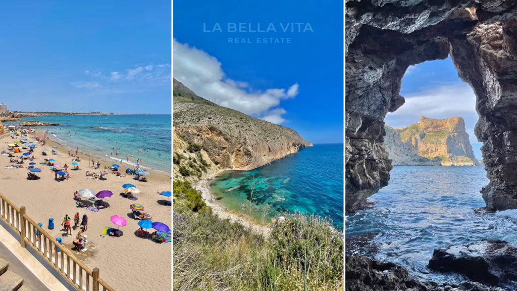 Paisajes costa blancas: Cabo Roig, Cala del Racó del Corb, Cova dels Arcs.