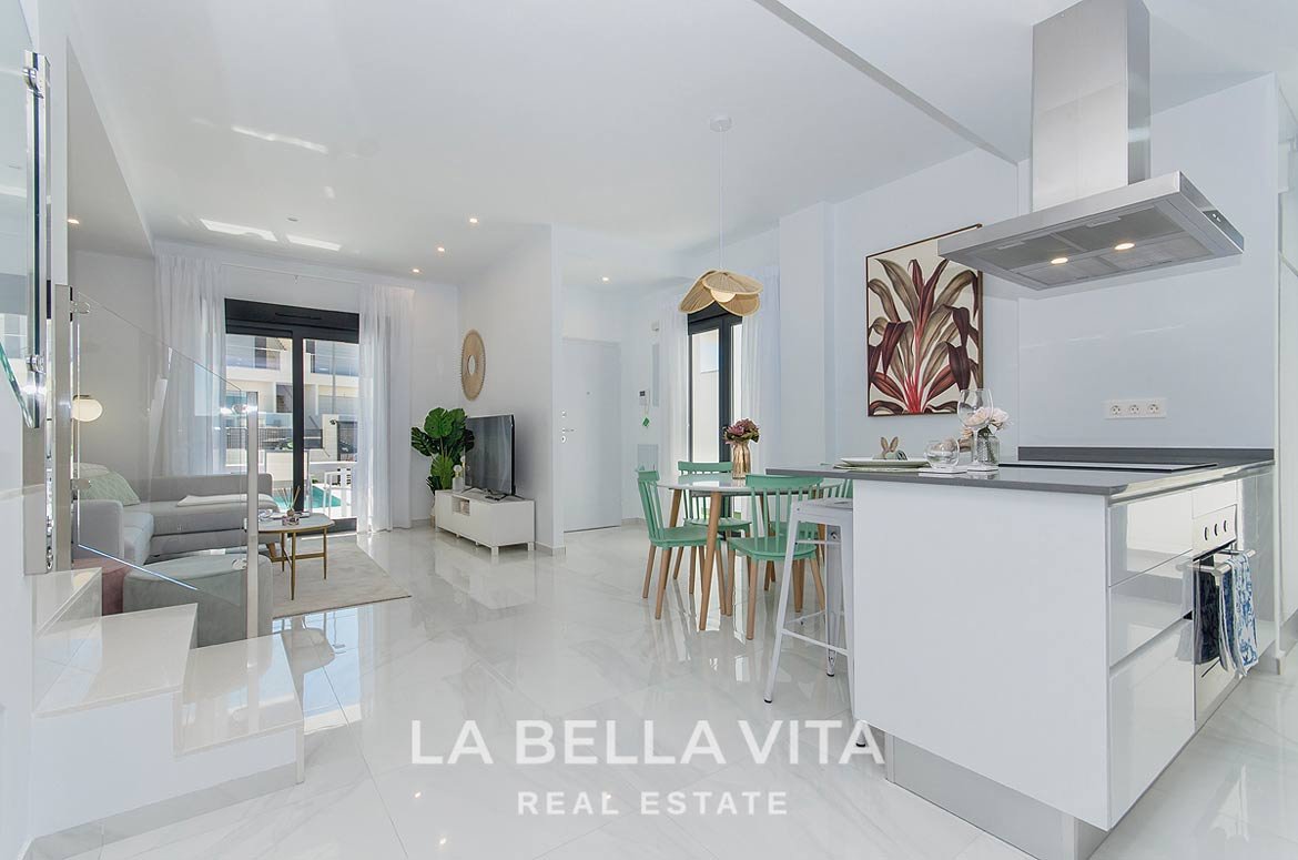 New build villas with private pool for sale in Benijofar Alicante living room