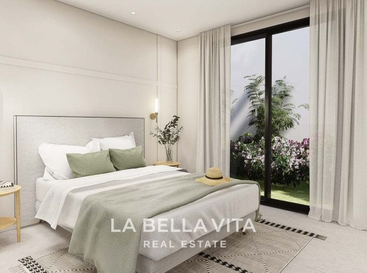 Modern Property for sale in Benimar, Rojales, Alicante, Spain bedroom with english patio