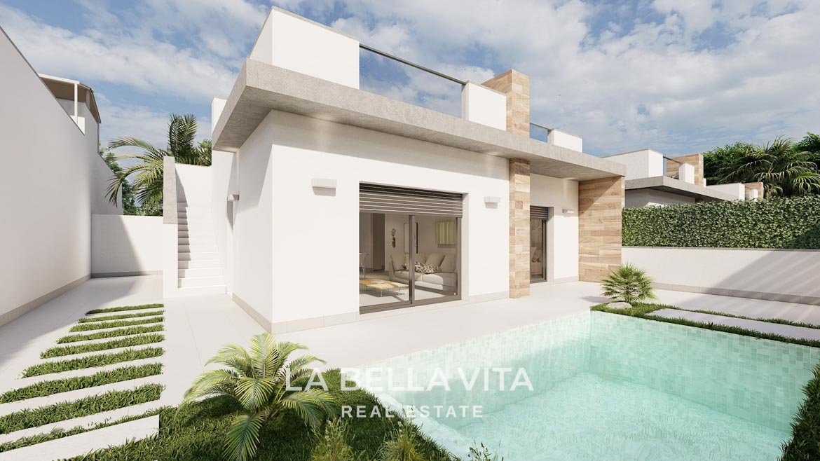 New built semi-detached villas for sale in Roldan, Murcia single floor