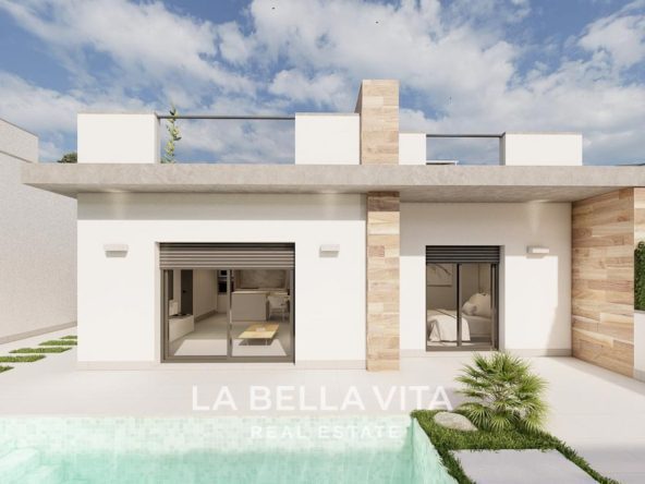 New built semi-detached villas for sale in Roldan, Murcia facade one floor