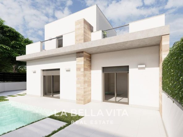 New built semi-detached villas for sale in Roldan, Murcia facade