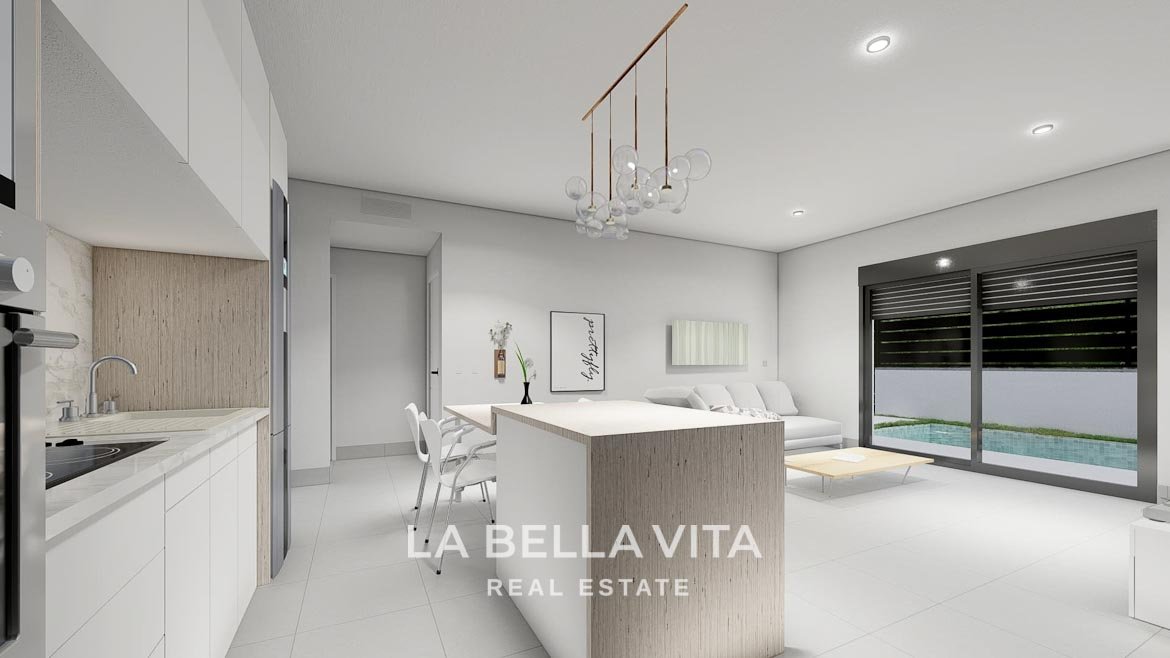 New built semi-detached villas for sale in Roldan, Murcia living room