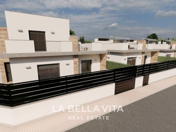 New built semi-detached villas for sale in Roldan, Murcia facade