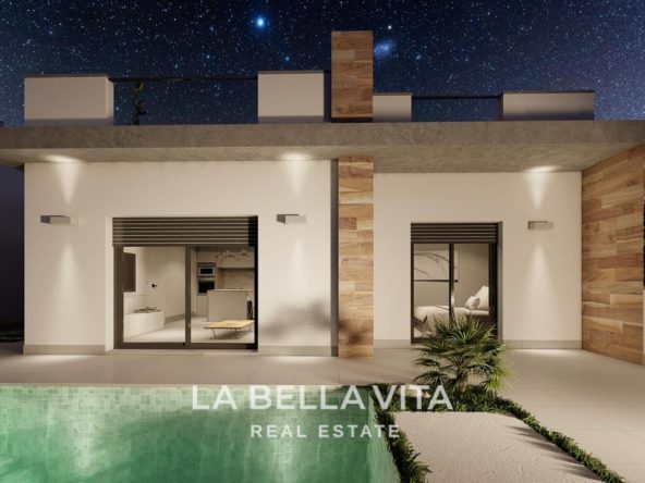 New built semi-detached villas for sale in Roldan, Murcia facade