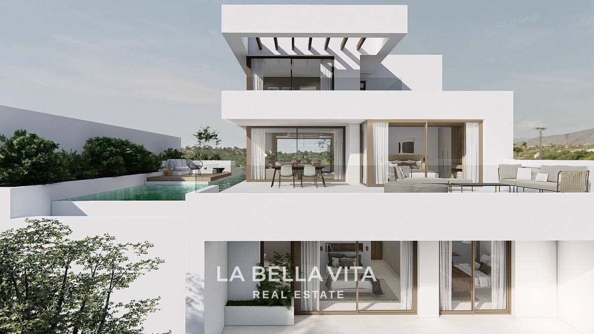 11 exquisite New Build Villas with Sea View, private pool and garage for sale in Finestrat, Alicante, Spain