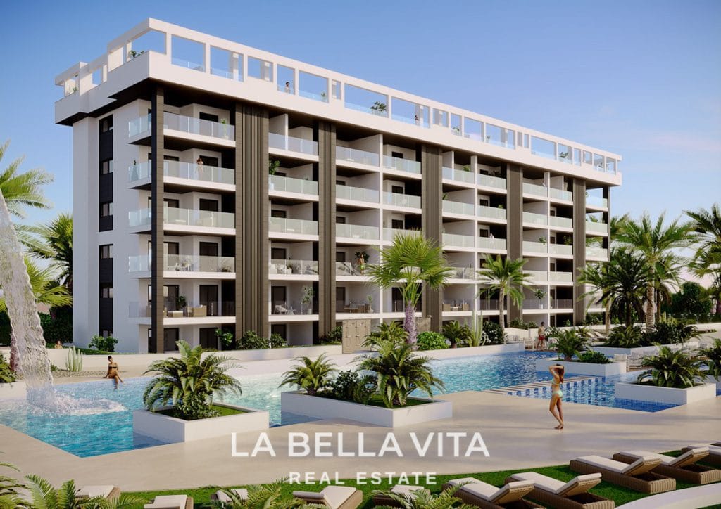 New Build Apartments with sea view, walking distance to the beach for sale in La Mata, Torrevieja