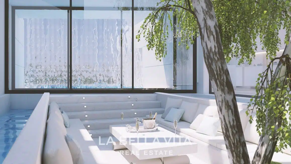 New Build Frontline golf Villa for sale in Altaona Golf & Country Village, Murcia, Spain patio