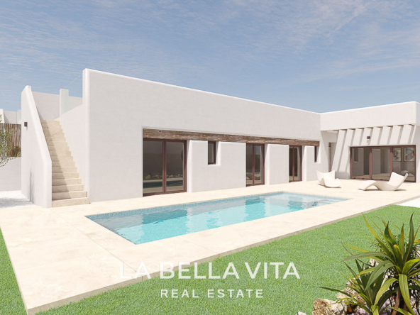 Detached New Build ibiza-style Frontline Golf Properties for sale in La Finca Golf Resort, Alicante