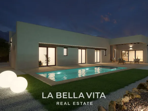 Detached New Build ibiza-style Frontline Golf Properties for sale in La Finca Golf Resort, Alicante