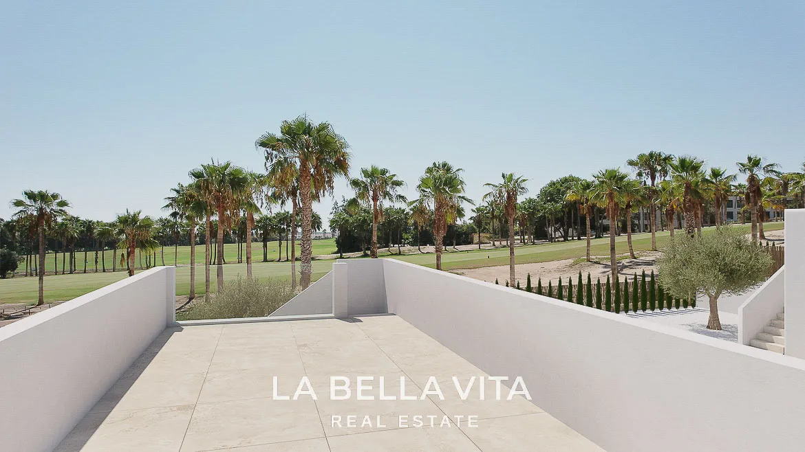 Detached New Build ibiza-style Frontline Golf Properties for sale in La Finca Golf Resort, Alicante