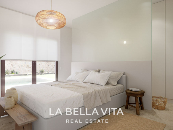 Detached New Build ibiza-style Frontline Golf Properties for sale in La Finca Golf Resort, Alicante