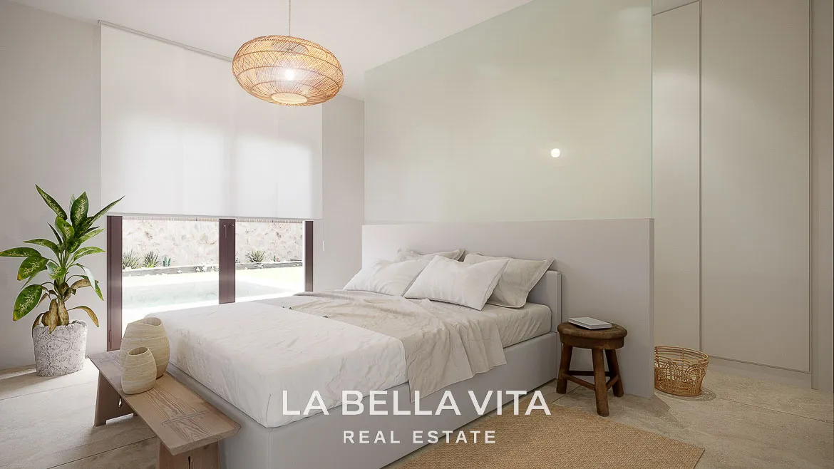 Detached New Build ibiza-style Frontline Golf Properties for sale in La Finca Golf Resort, Alicante