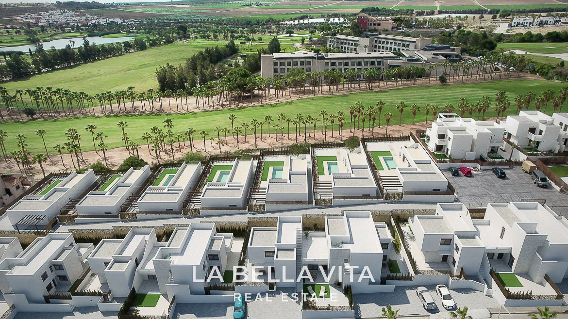 Detached New Build ibiza-style Frontline Golf Properties for sale in La Finca Golf Resort, Alicante