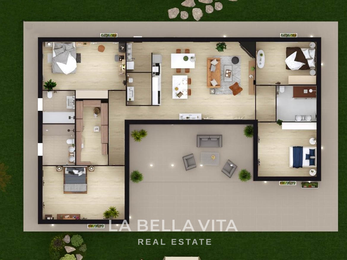 New Luxury House with private pool, solarium, garage and a 11,436 m2 of land for sale in Ciudad Quesada, Spain