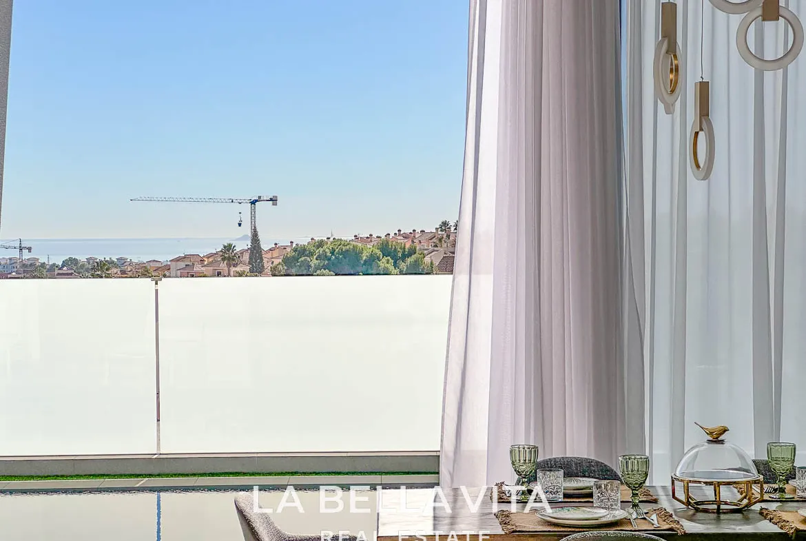 Modern Key Ready Property with Sea Views, private pool, solarium and closed garage for sale in Blue Lagoon, Villamartin, Orihuela Costa, Alicante, Spain