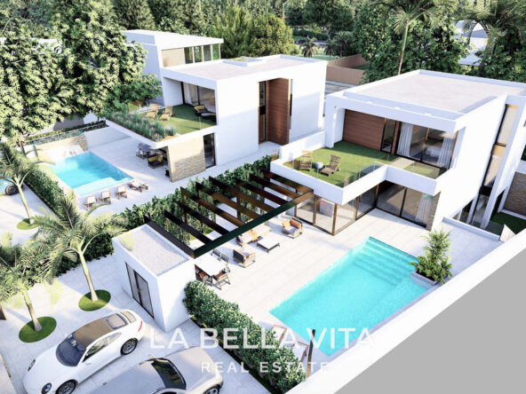 Elite New Build Villas in privileged location by the sea for sale in La Zenia Beach, Orihuela Costa, Spain