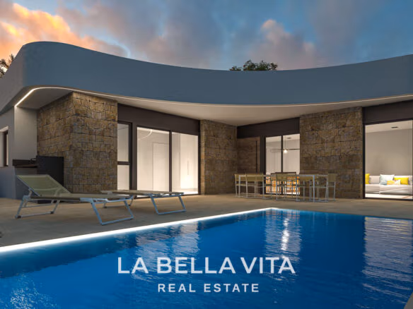 New Build One Storey Villas with private pools for sale in La Herrada, Los Montesinos, Alicante