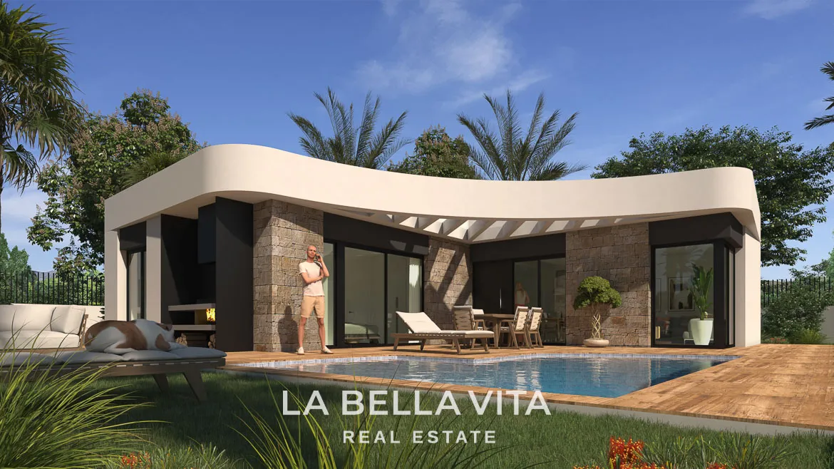 New Build One Storey Villas with private pools for sale in La Herrada, Los Montesinos, Alicante