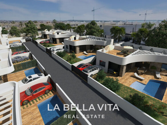 New Build One Storey Villas with private pools for sale in La Herrada, Los Montesinos, Alicante