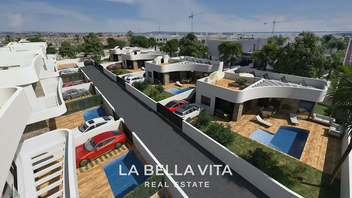 New Build One Storey Villas with private pools for sale in La Herrada, Los Montesinos, Alicante