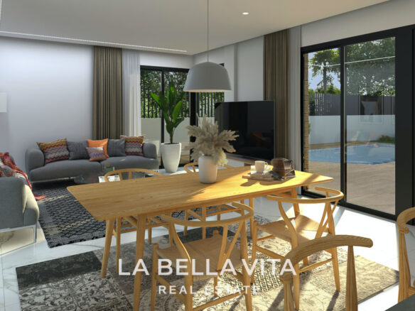 New Build One Storey Villas with private pools for sale in La Herrada, Los Montesinos, Alicante