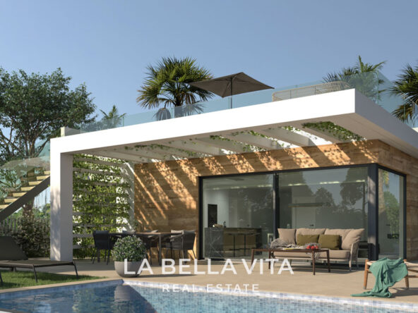 New Build single storey Villa with basement, underground garage and private pool for sale by Serena golf course in Los Alcazares, Murcia