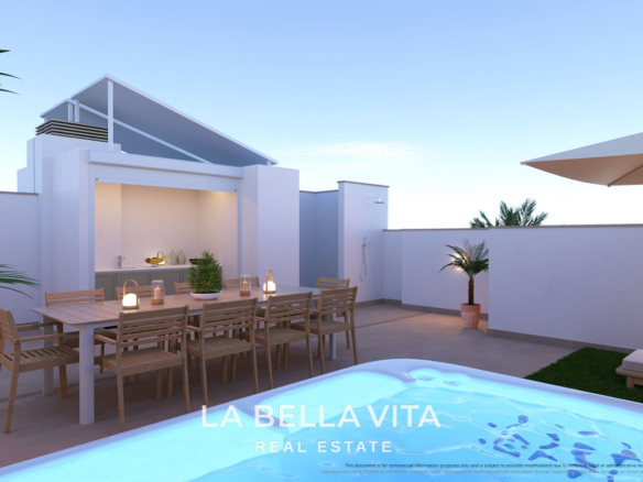 New Build top floor Apartments with solarium for sale by the beach in Torre de la Horadada, Alicante, Spain