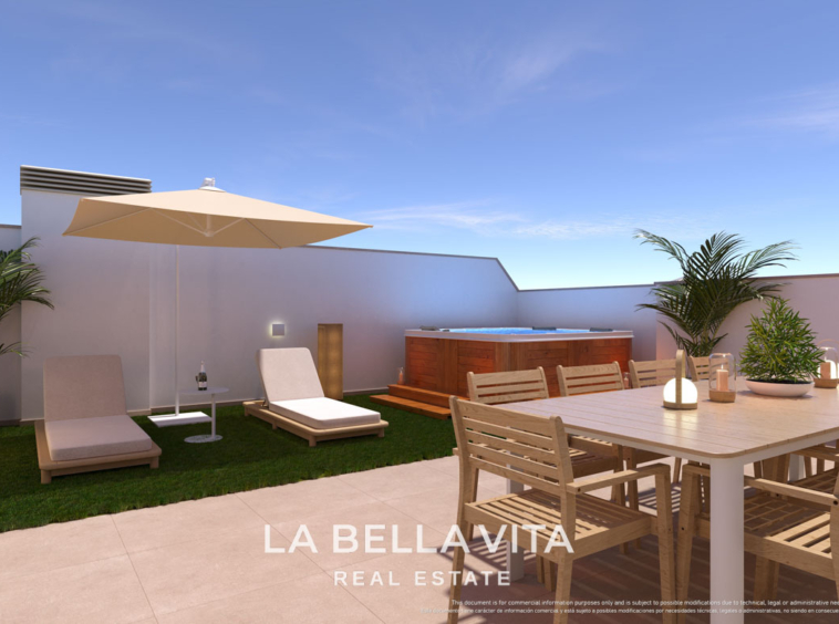 New Build top floor Apartments with solarium for sale by the beach in Torre de la Horadada, Alicante, Spain