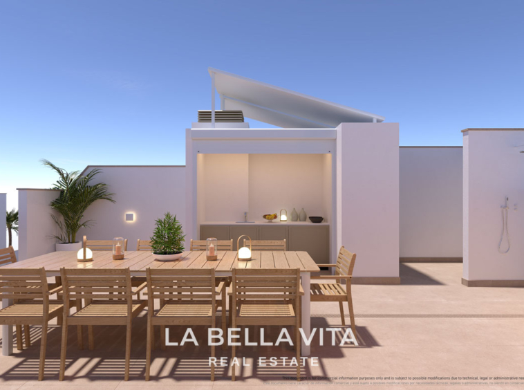 New Build top floor Apartments with solarium for sale by the beach in Torre de la Horadada, Alicante, Spain