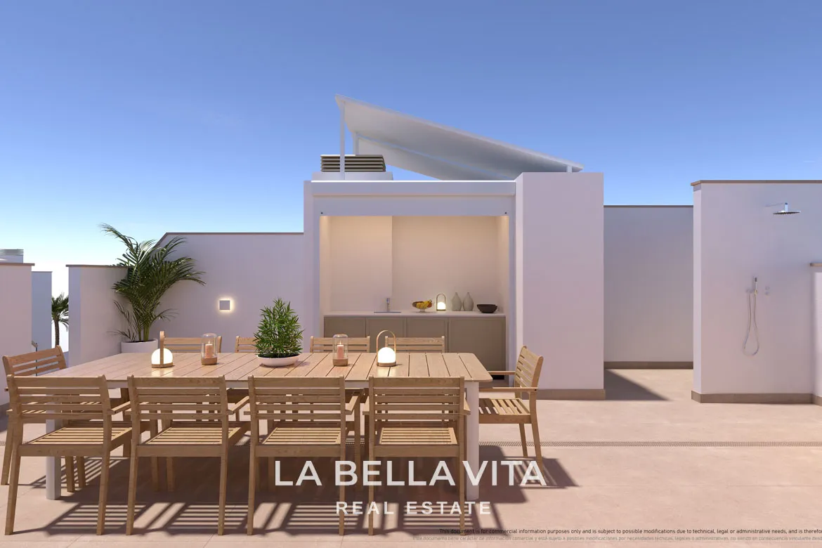 New Build top floor Apartments with solarium for sale by the beach in Torre de la Horadada, Alicante, Spain