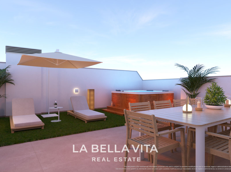 New Build top floor Apartments with solarium for sale by the beach in Torre de la Horadada, Alicante, Spain