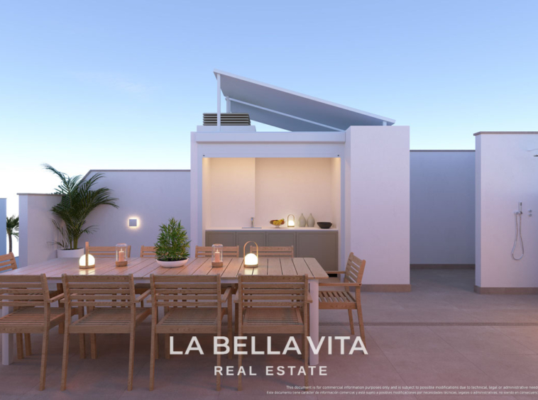 New Build top floor Apartments with solarium for sale by the beach in Torre de la Horadada, Alicante, Spain