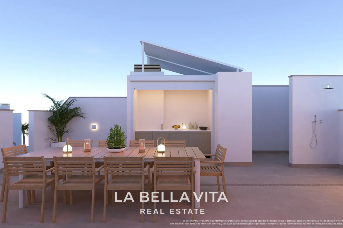 New Build top floor Apartments with solarium for sale by the beach in Torre de la Horadada, Alicante, Spain