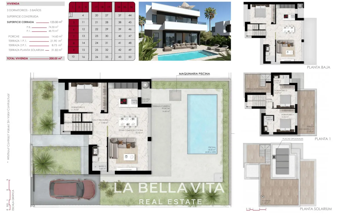 Furnished New Build Villas with Private pools for sale in Ciudad Quesada, Alicante