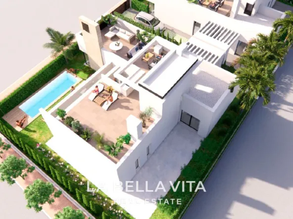 Luxury New Build Villas with Basement, Solarium and a Private Pool for Sale in Santa Rosalía Resort, Murcia