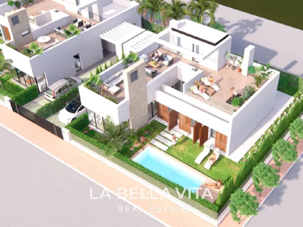 Luxury New Build Villas with Basement, Solarium and a Private Pool for Sale in Santa Rosalía Resort, Murcia