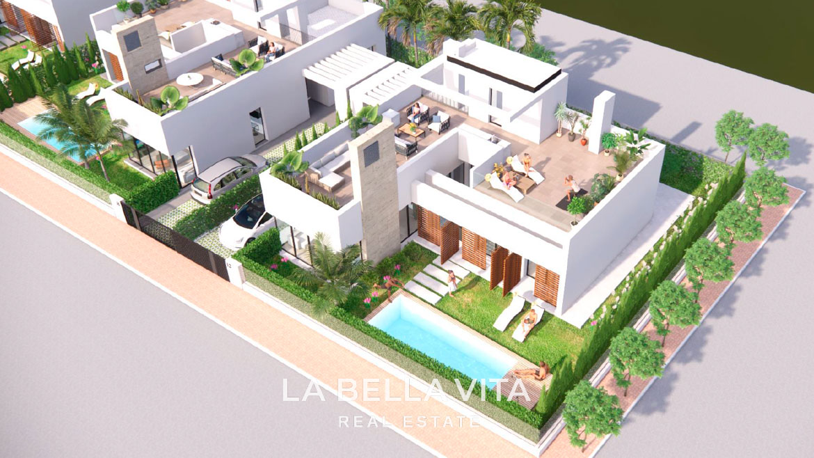 Luxury New Build Villas with Basement, Solarium and a Private Pool for Sale in Santa Rosalía Resort, Murcia