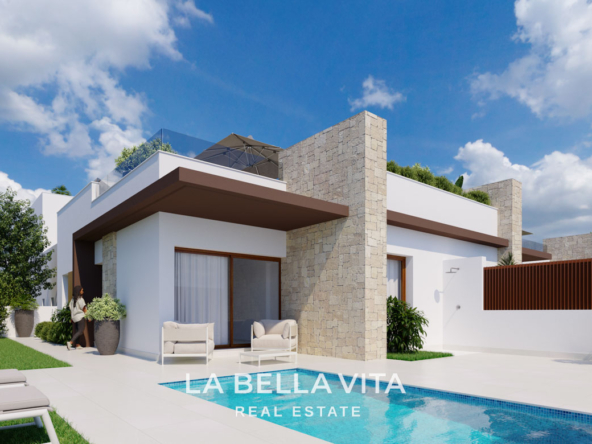 Modern Semi-Detached single-storey New Build Villas for Sale in Vistabella Golf with Private Pool and optional solarium