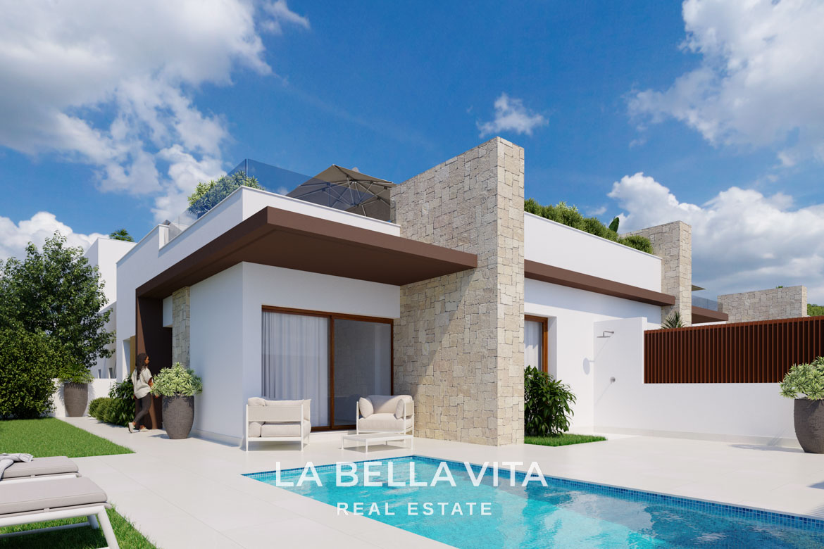 Modern Semi-Detached single-storey New Build Villas for Sale in Vistabella Golf with Private Pool and optional solarium