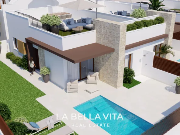 Modern Semi-Detached single-storey New Build Villas for Sale in Vistabella Golf with Private Pool and optional solarium