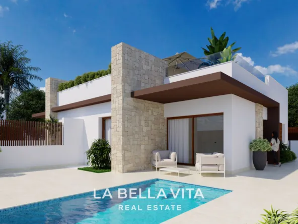 Modern Semi-Detached single-storey New Build Villas for Sale in Vistabella Golf with Private Pool and optional solarium