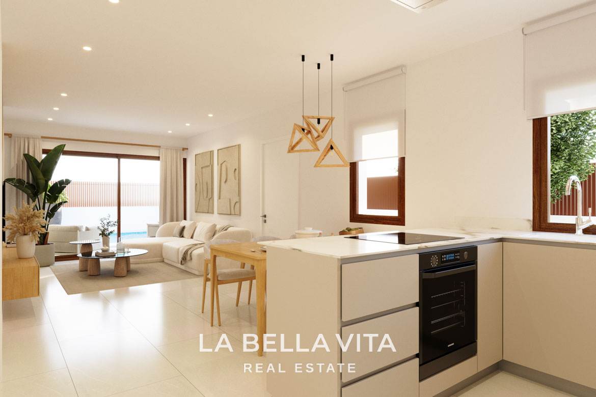 Modern Semi-Detached single-storey New Build Villas for Sale in Vistabella Golf with Private Pool and optional solarium