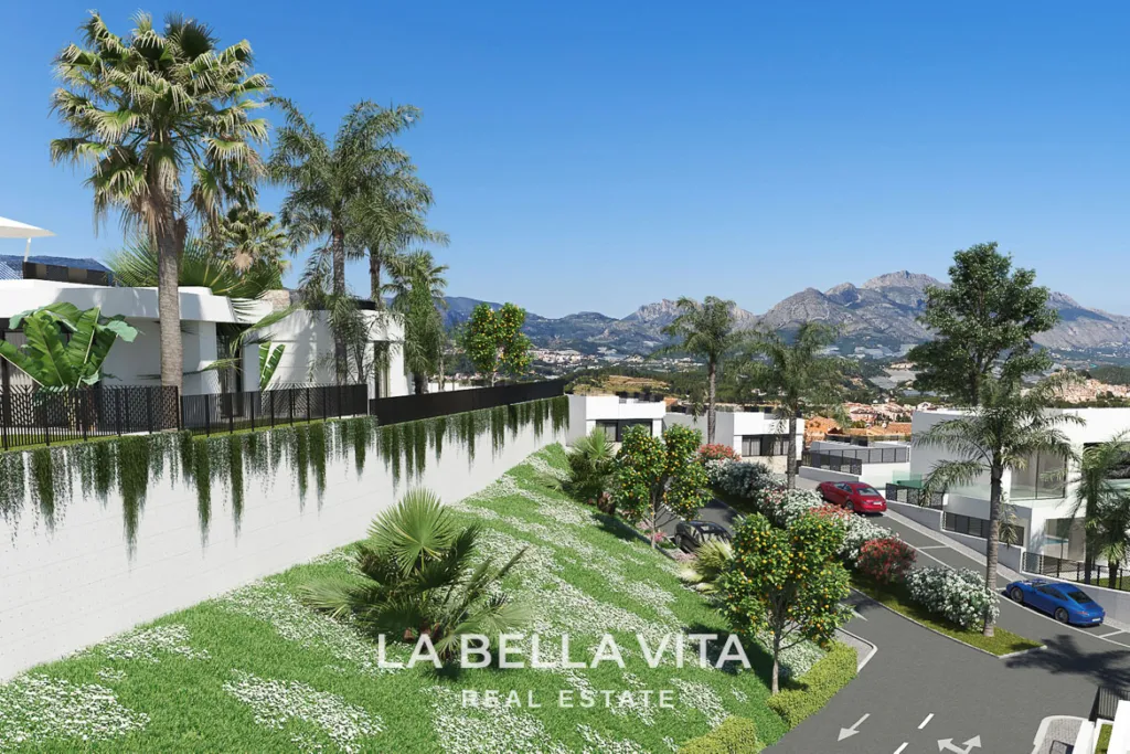 Propriétés neuves à vendre avec vue sur la mer, piscine privée en option et solarium à Polop - Maisons modernes dans une communauté fermée