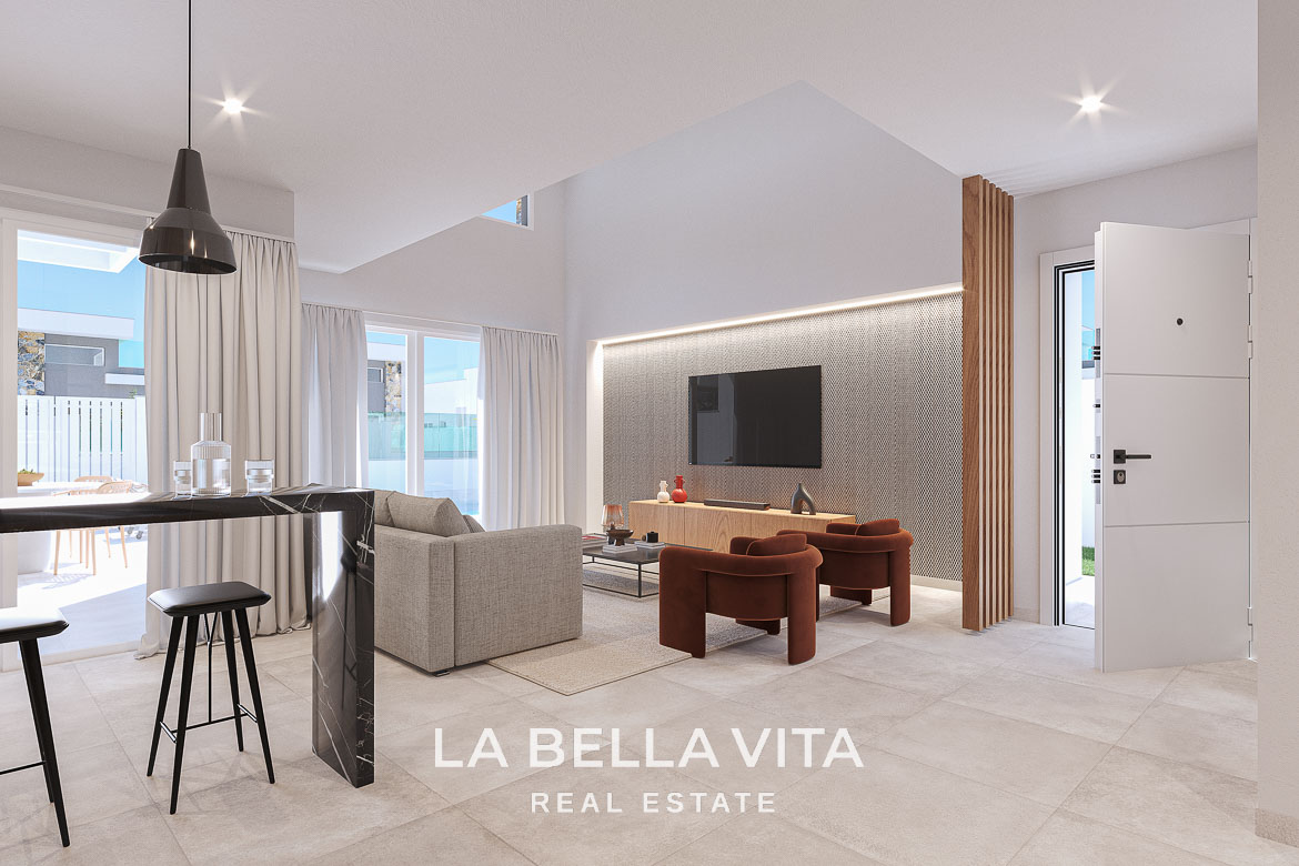 Modern New Build Single-Storey Villas with Double-Height Ceilings for Sale in Serena Golf, Los Alcázares
