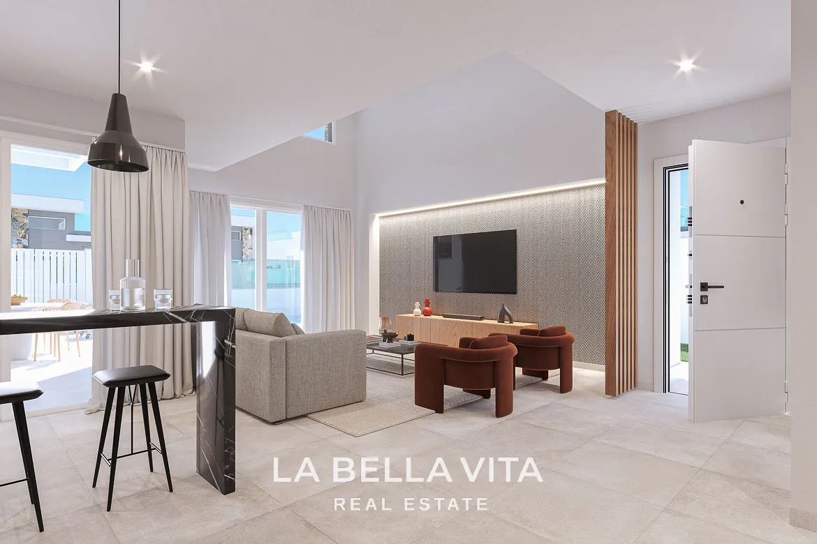 Modern New Build Single-Storey Villas with Double-Height Ceilings for Sale in Serena Golf, Los Alcázares