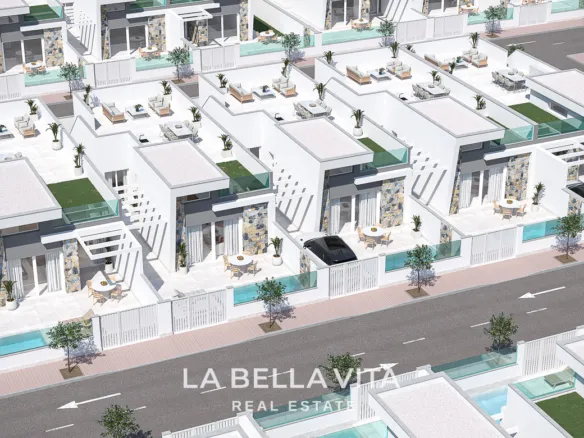 Modern New Build Single-Storey Villas with Double-Height Ceilings for Sale in Serena Golf, Los Alcázares