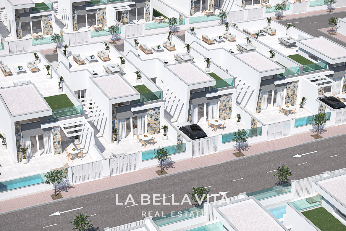 Modern New Build Single-Storey Villas with Double-Height Ceilings for Sale in Serena Golf, Los Alcázares