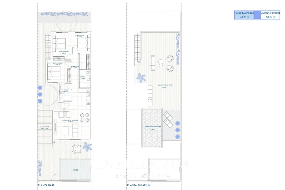 Floor Plan Modern New Build Single-Storey Villas with Double-Height Ceilings for Sale in Serena Golf, Los Alcázares