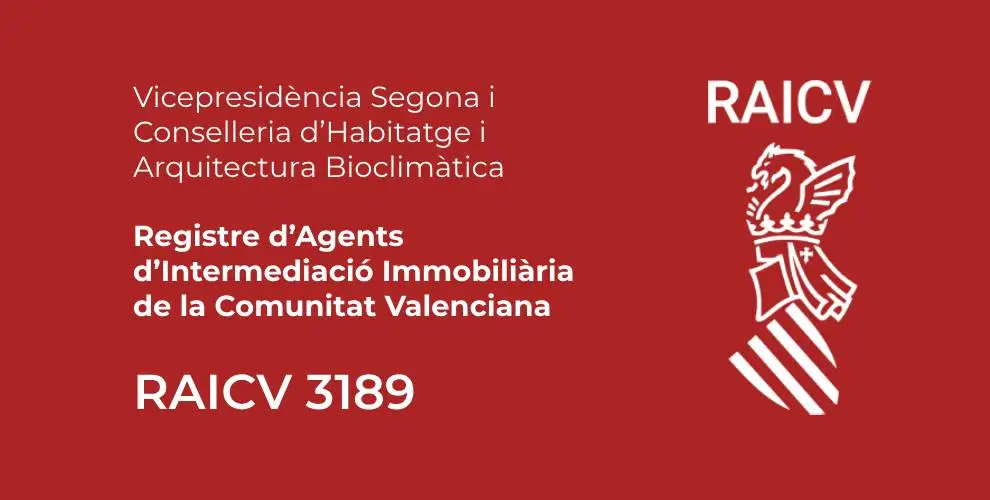 RAICV 3189 official certification of LA BELLA VITA Real Estate, registered real estate agent in the Comunitat Valenciana. Issued by the Vicepresidency and Department of Housing and Bioclimatic Architecture.